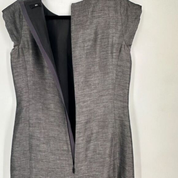 Hugo Boss Womens Linen Blend Cap Sleeve Pleated Sheath Dress Heather Gray Size 6 - Picture 6 of 11